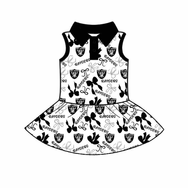 Custom moq 5 mix sizes summer teams baby girls clothes team black short sleeve skirts shorts sets dress 1 and dress 2 and dress 3 and dress 4-25.6.4