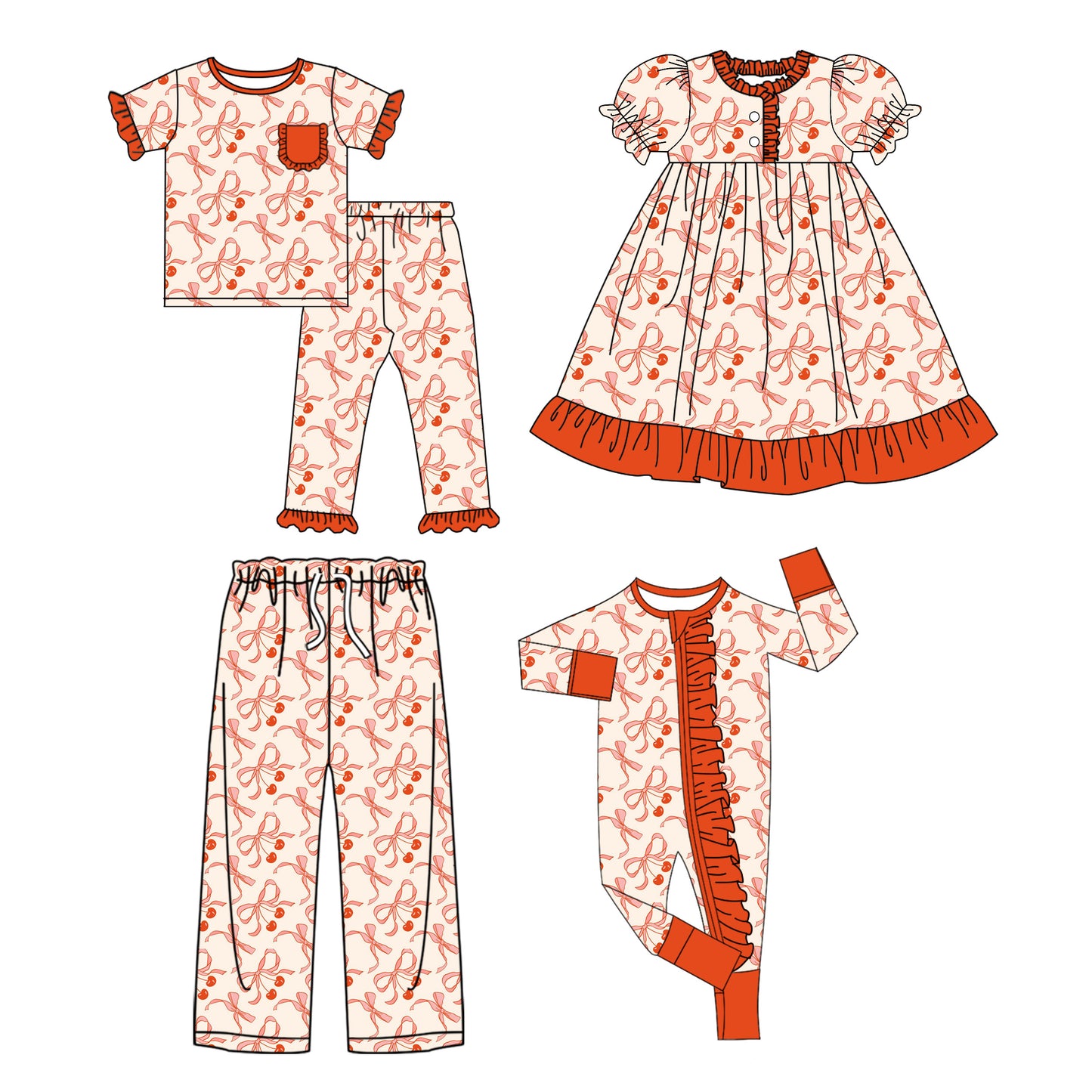 25.9.23 custom each style moq 8 eta 6-8week Sibling Sister bow baby short sleeve pants sets and romper and dress and adult pants match design
