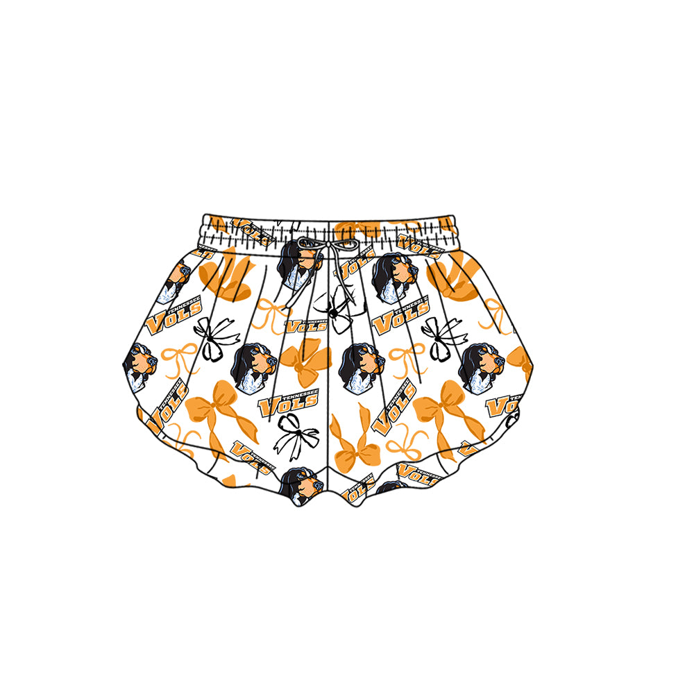 Custom moq 5 mix size milk silk summer teams Baby Girls Orange Bow Vest Top Skirt Shorts Sets Sleeveless Knee Length Dresses Yoga Shorts Yoga Active Outfit