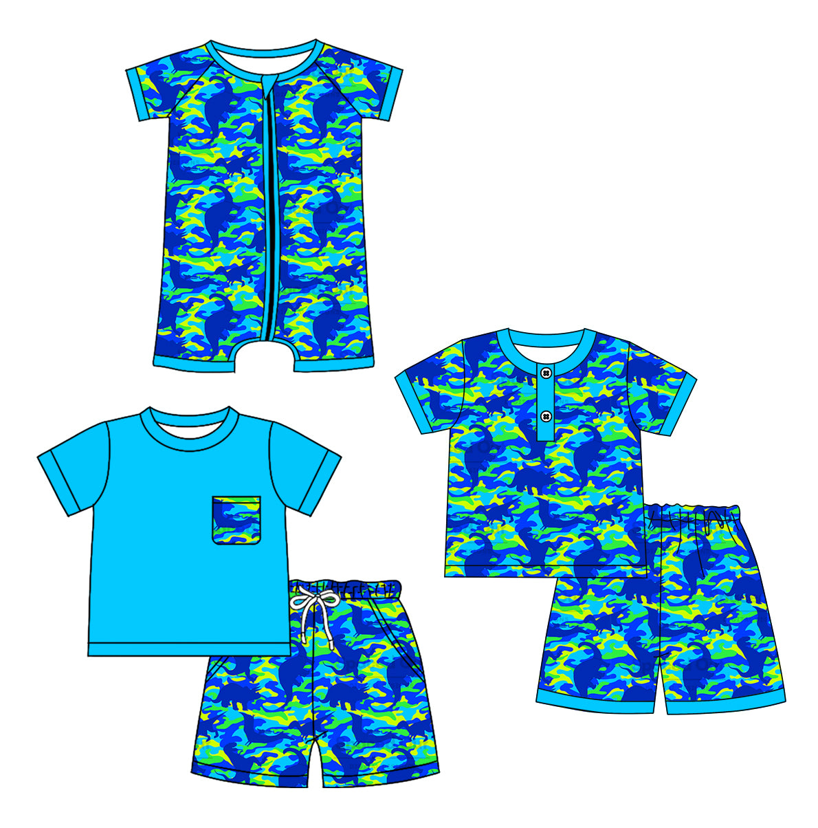 12.21 custom each style moq 5eta 4-6week Sibling Sister camouflage baby boy short sleeve shorts set 1 and sets 2 and boy romper match design