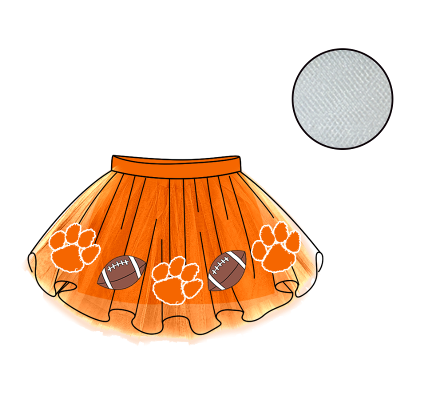 Custom moq 5 mix size milk silk summer teams Baby Girl's Orange Mesh Skirt Summer Outfit Team Clothing