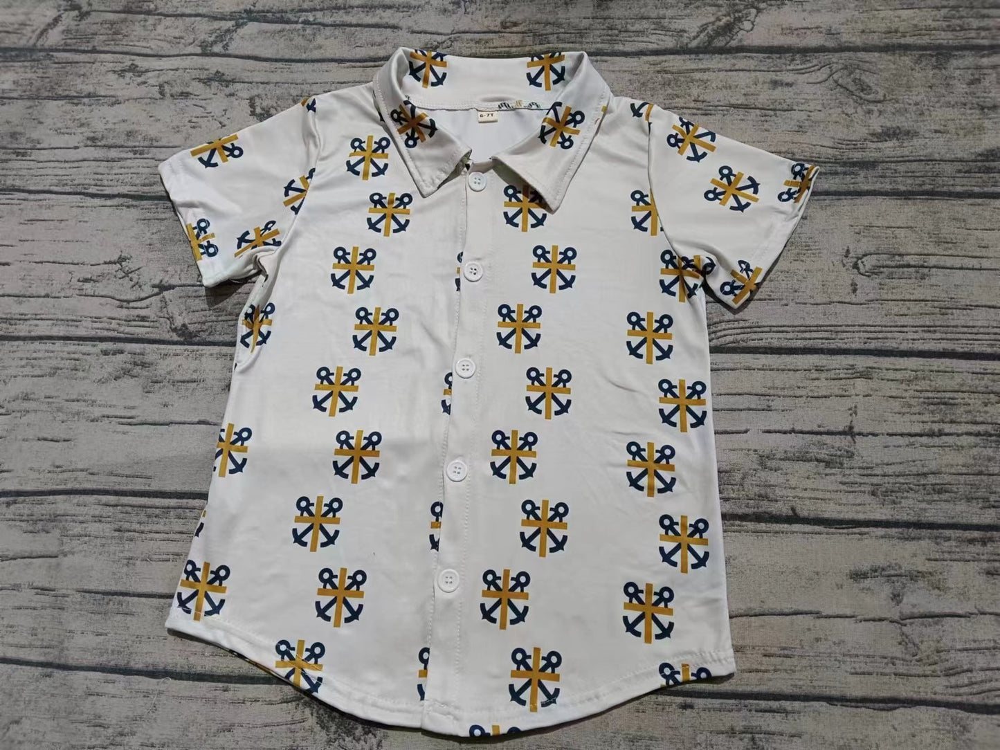 Custom moq 3 eta 6-7weeks baby boys clothes button-down short sleeve shirt