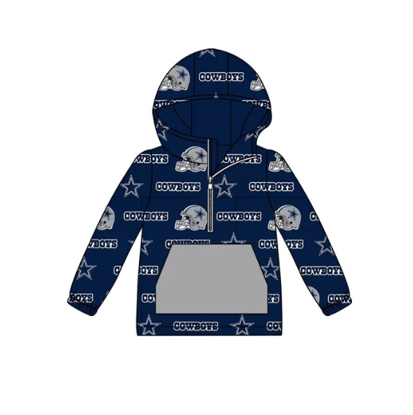 Deadline November 5 custom no moq eta 6-8weeks Blue Star Hooded Zip-Up Jacket