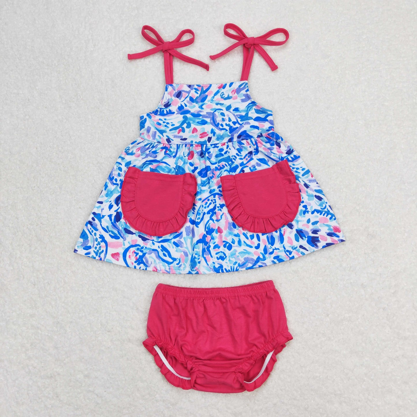 GT0549+SS0248 Pattern rose red lace pocket halter top Rose red briefs