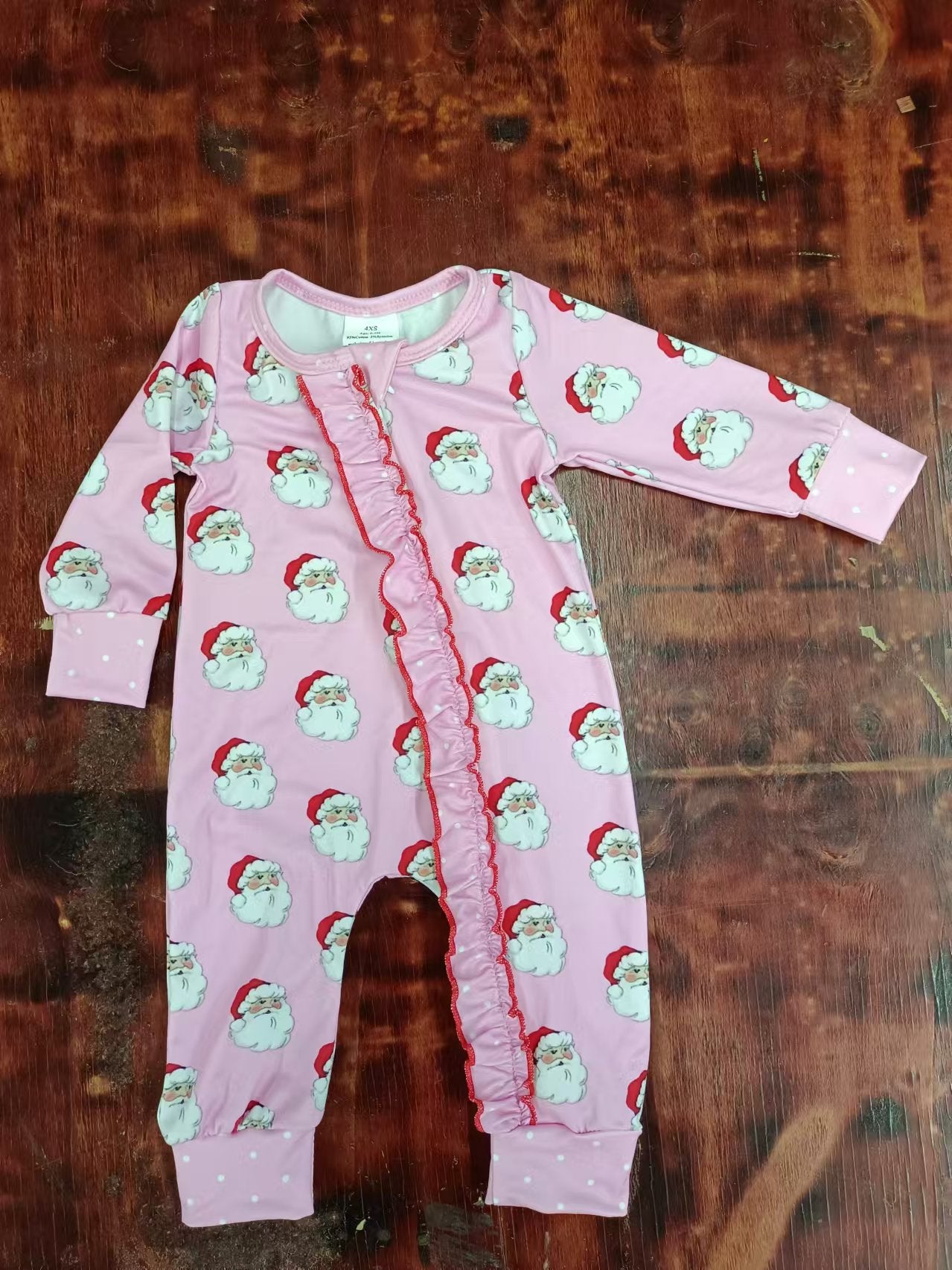 Custom moq 3 eta 6-7weeks Pink Santa Claus Long Romper
