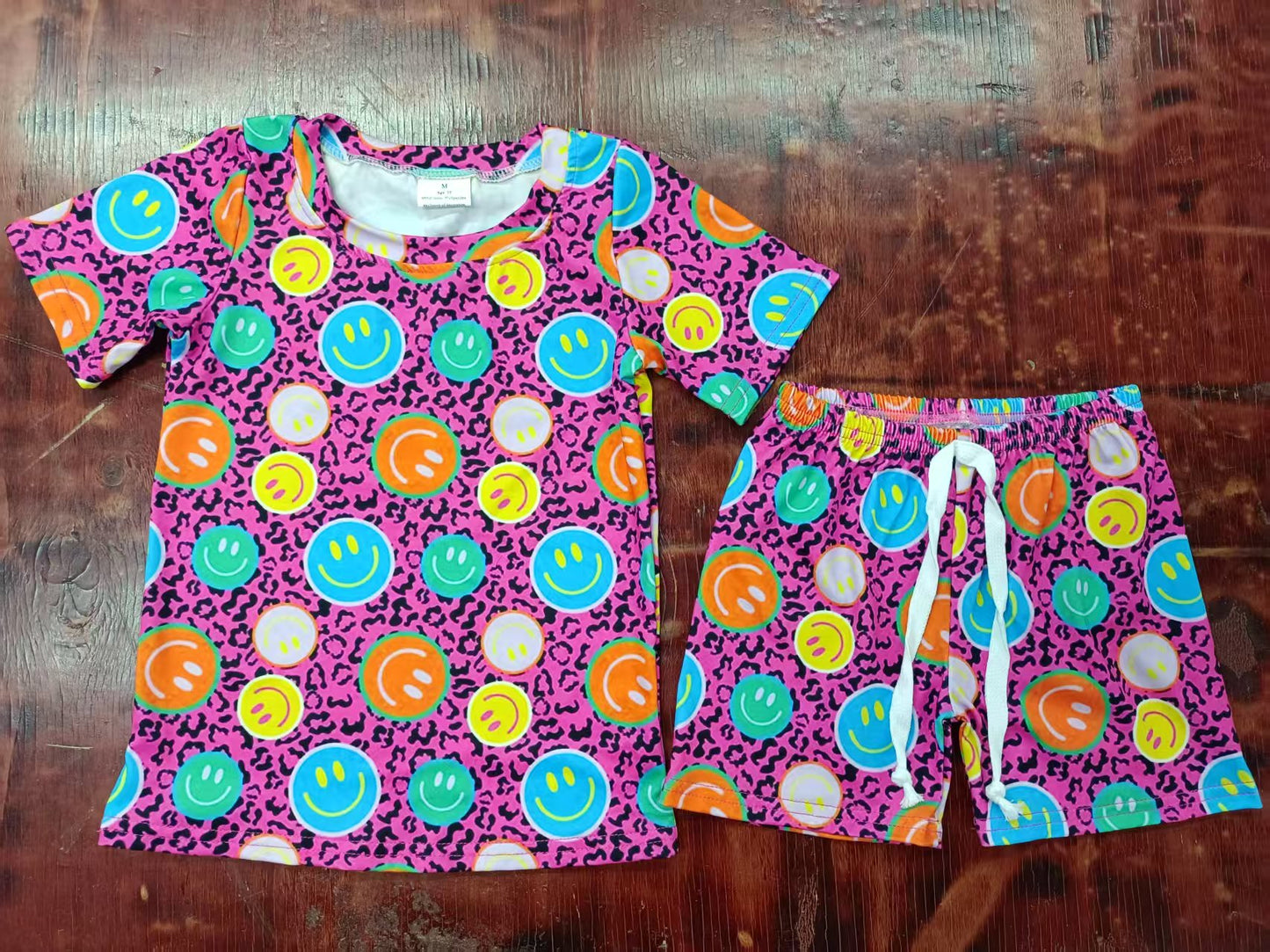 Custom moq 3 eta 6-7weeks baby boy clothes smiley purple short sleeve shorts sets-25.5.8