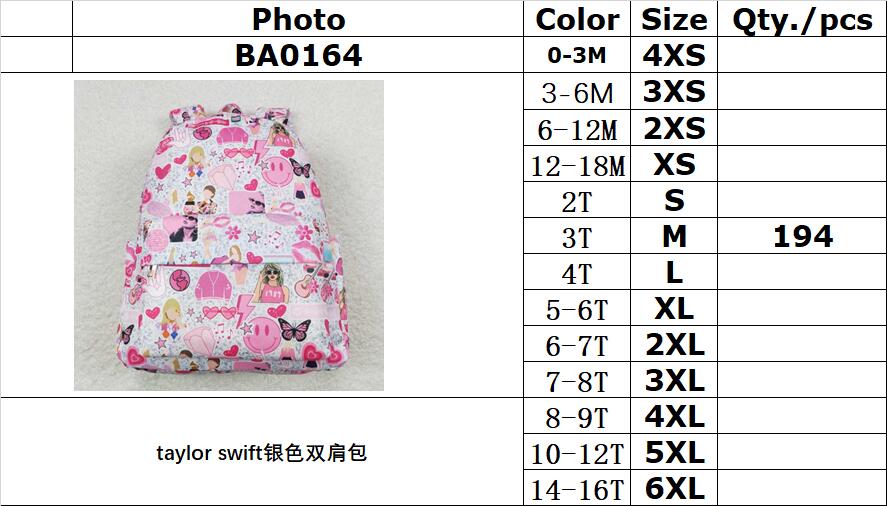 BA0164 taylor swift silver backpack
