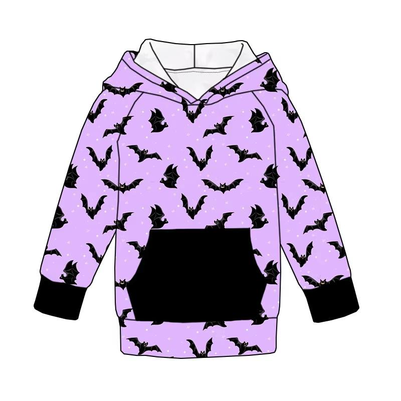 Custom moq 5 each style eta 6-7weeks baby girl clothes halloween bat hooded long sleeve top-25.8.1