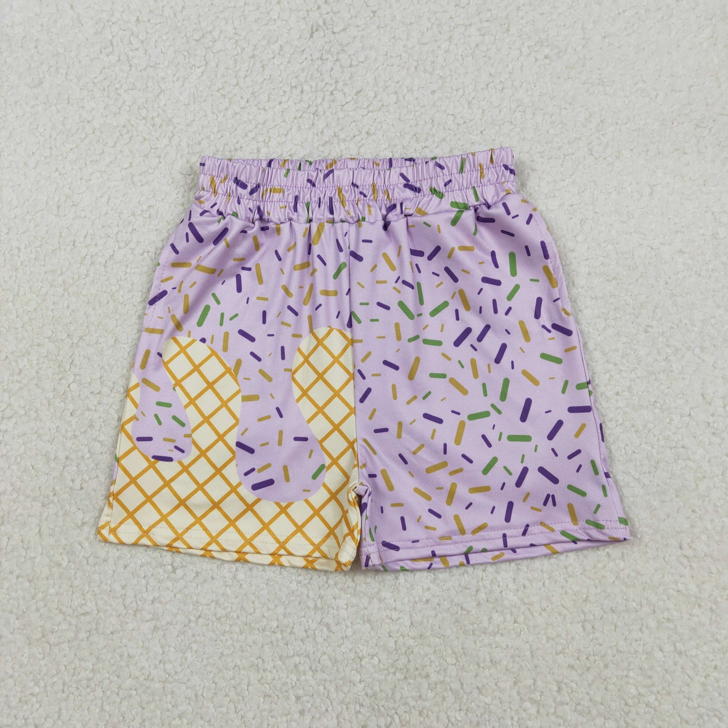 RTS NO MOQ(In Stock) Waffle Ice Cream Light Purple Shorts
