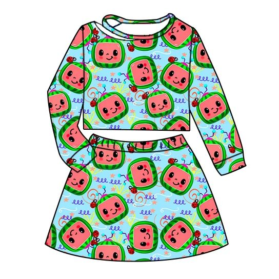 Custom moq 5 each style eta 6-7weeks baby girls summer long sleeve skirts shorts sets -25.7.25