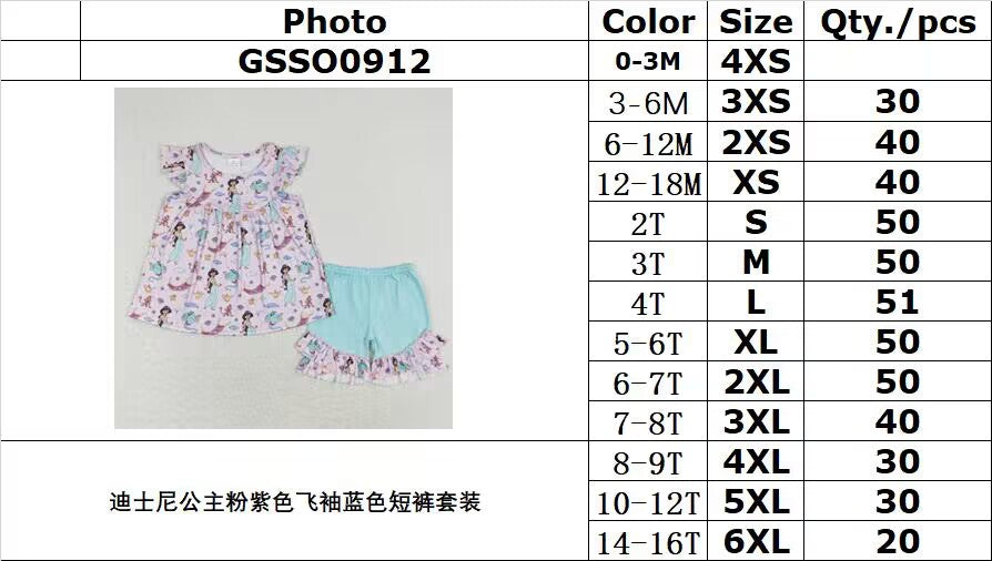 Cute Clothes GSSO0912 Baby Girls Lavender Tunic Ruffle Shorts Clothes Sets