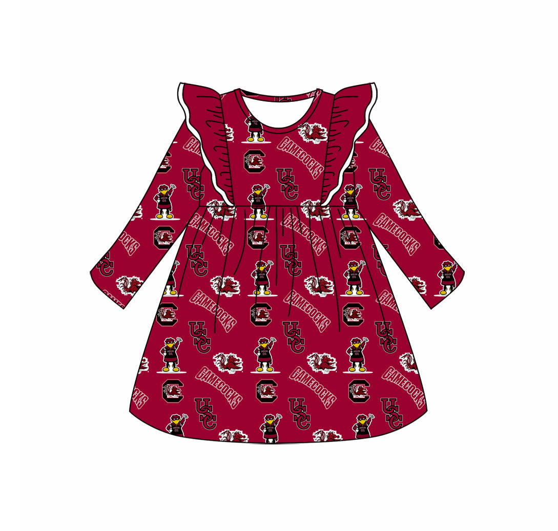 Custom moq 3 eat about 6-8 weeks Maroon Long Sleeve Skirt Team Sports Girls