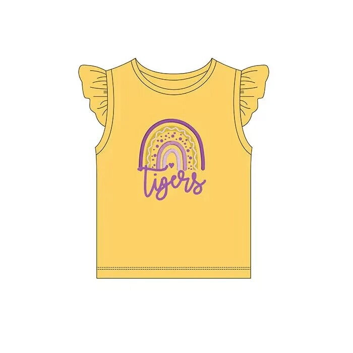 custom no moq eta 5-6weeksdeadline time May 27 TIGER PURPLE AND YELLOW SUMMER GIRLS TOP