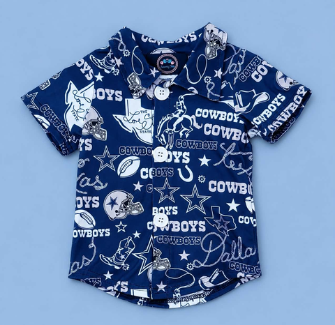custom moq 5 mix size RNNE01 Baby Boys Football Print Short Sleeve Button Down Collared Shirt Girls Dress
