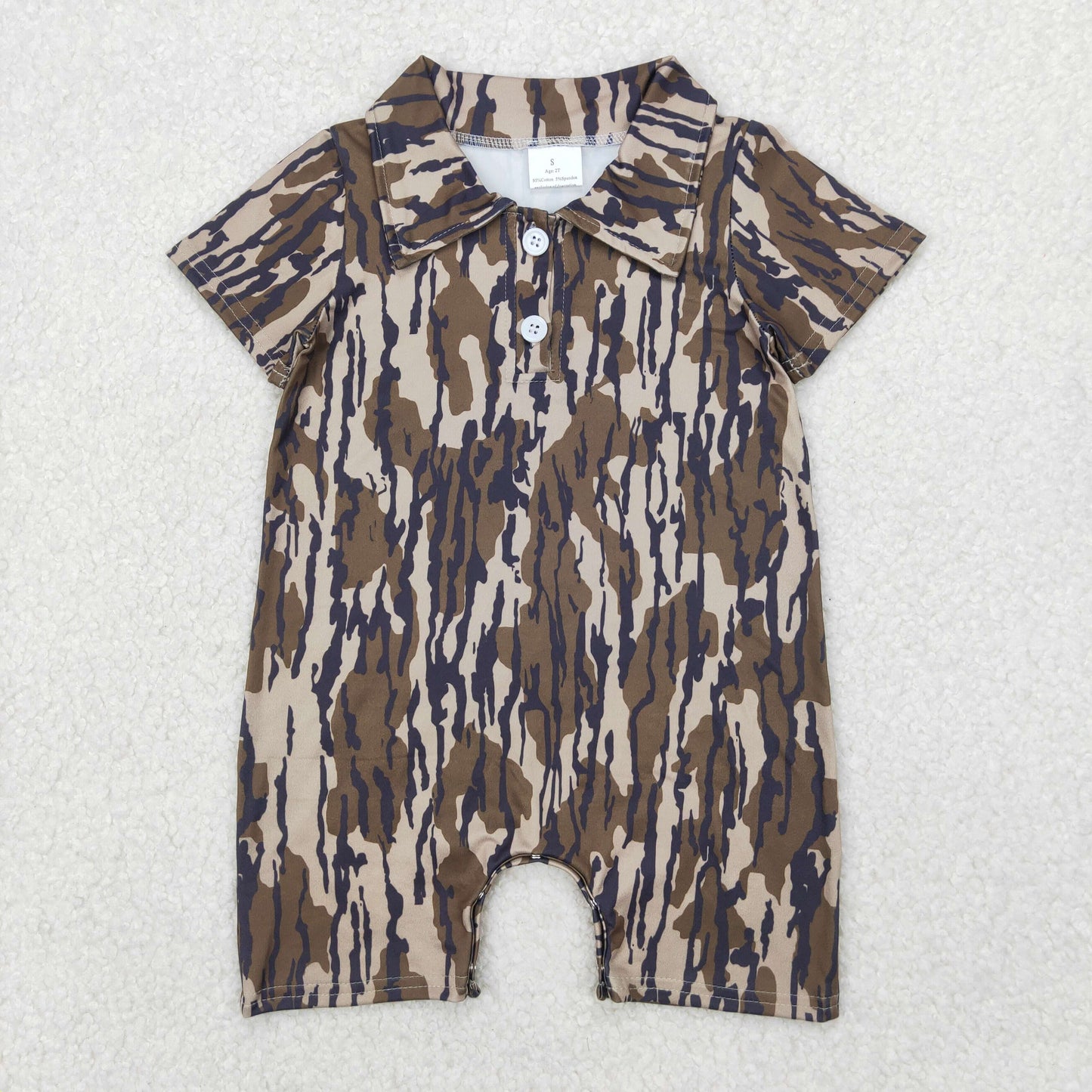 RTS NO MOQ(In Stock) SR2976 Military green camouflage collar button short-sleeved jumpsuit