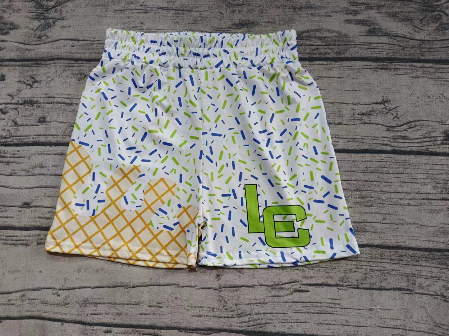 Custom moq 3 eta 6-7weeks kids clothes Gold white Beach Summer Shorts