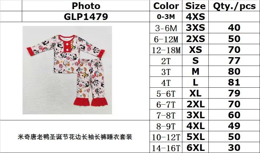 Cute Clothes GLP1479 Baby Girls Christmas Top Pants Pajamas Clothes Sets