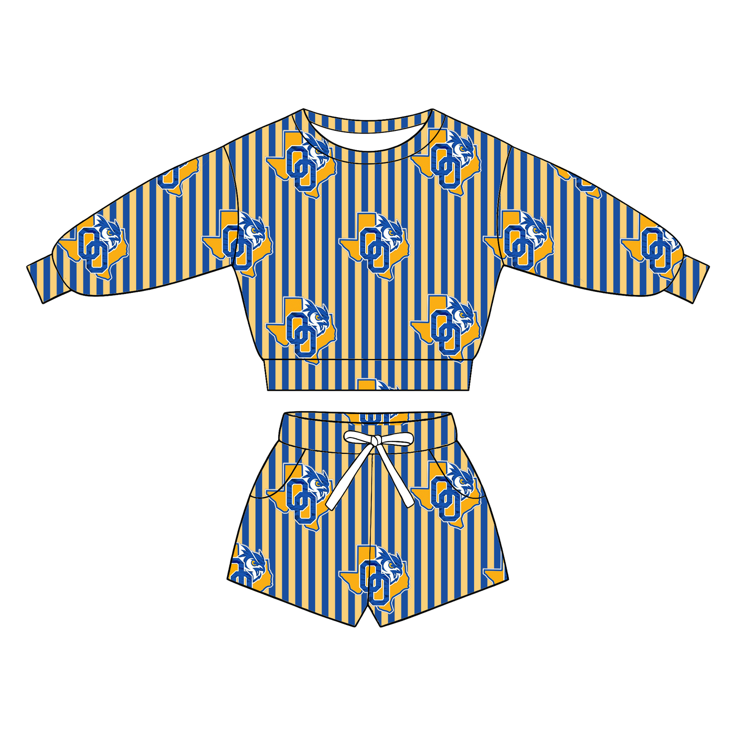 custom moq 5 mix size XY062706 Baby Kids Stripe Long Sleeve Top Drawstring Shorts Set
