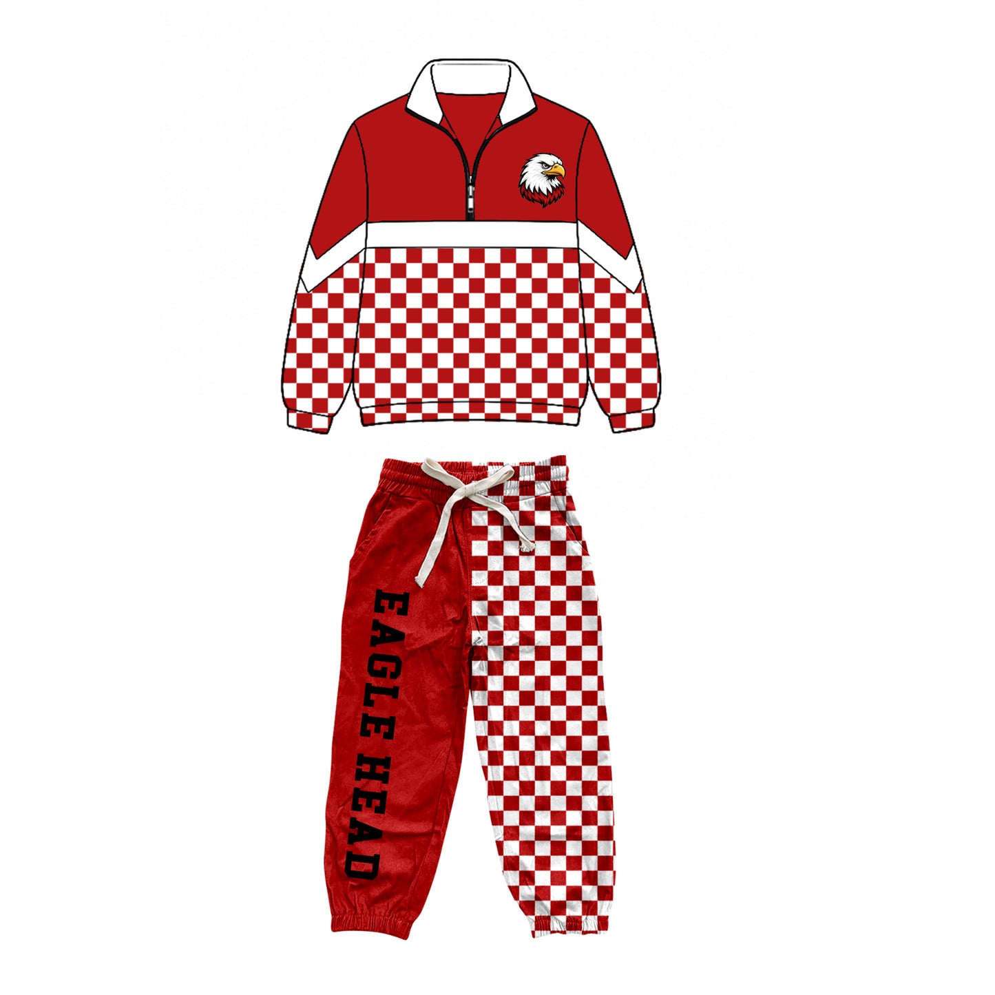 custom moq 5 mix size XY071806 Baby Kids Checked Patchwork Zipper Long Sleeve Pullover Top Pants Clothes Set