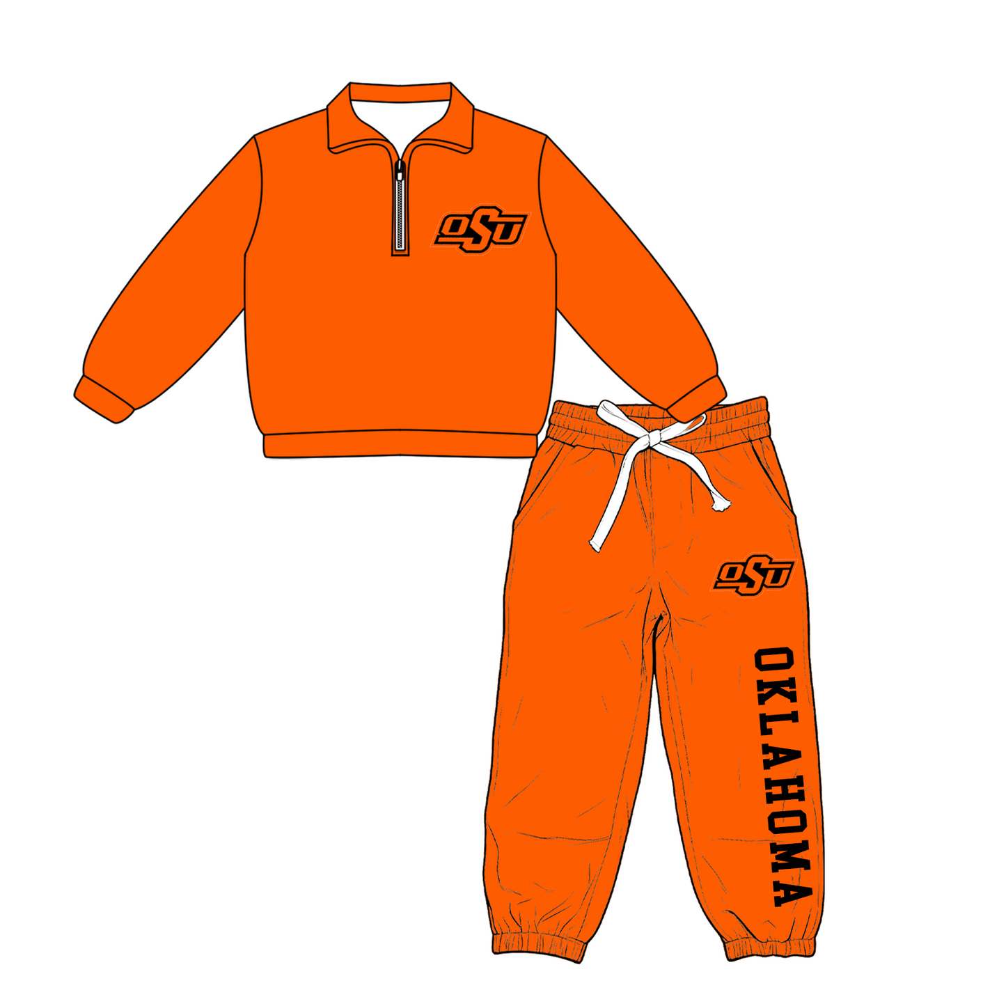 custom moq 5 mix size XY070303 Baby Kids Orange Top And Pants Daily Clothes Sets