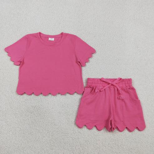 RTS NO MOQ Sibling Baby Girls Short Sleeve Top with Pockets Shorts Outfit Set Cute Clothing