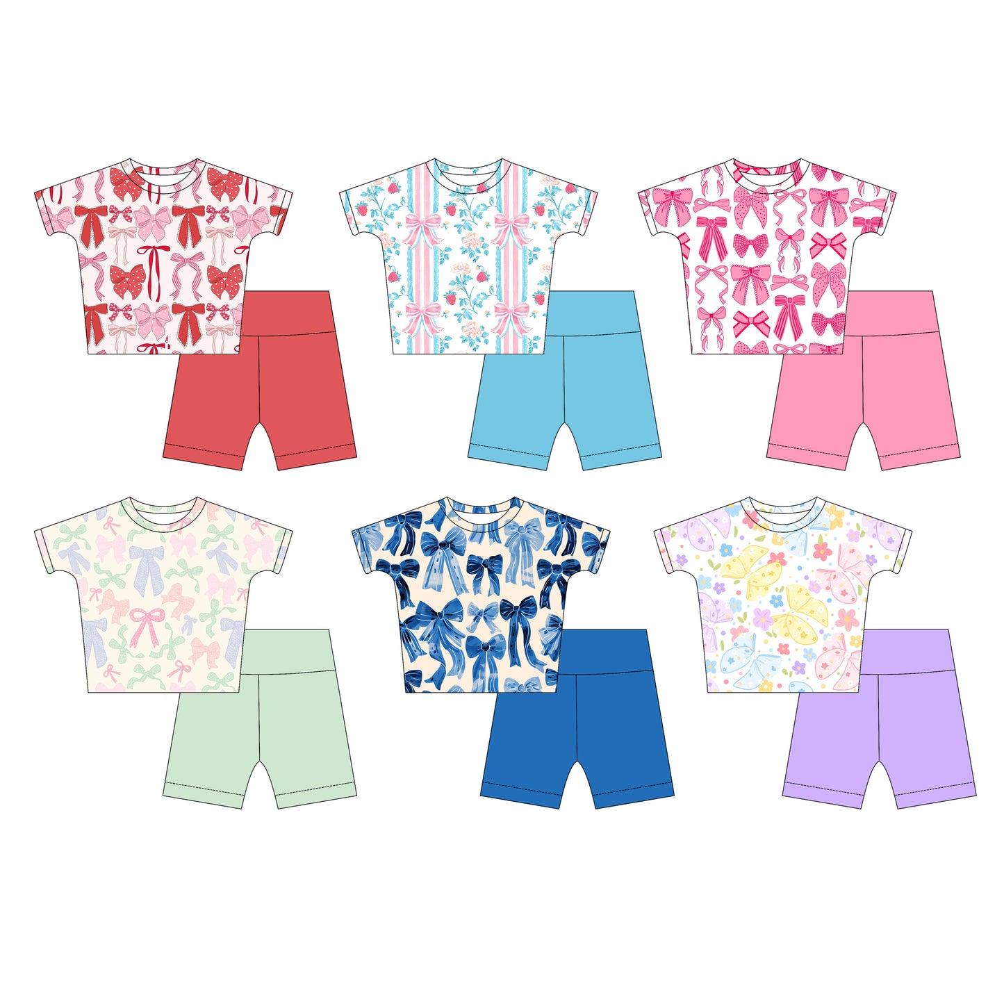 3.24 custom each style moq 5eta 4-6week Sibling Sister baby girls short sleeve set and set 6 match design