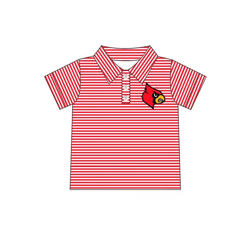 custom moq 5 tat about 4-6 weeks team baby Boys clothes red striped Milk Silk short sleeve top
