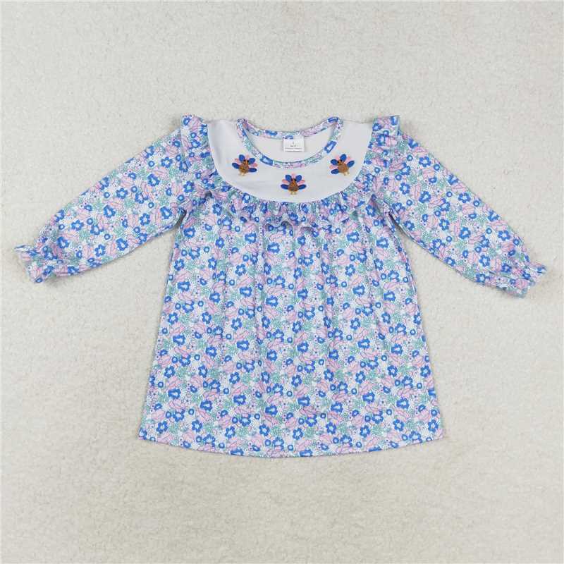Baby Girls Thanksgiving Floral Turkey Embroidered Top & Pants Set and Ruffle Dress Collection