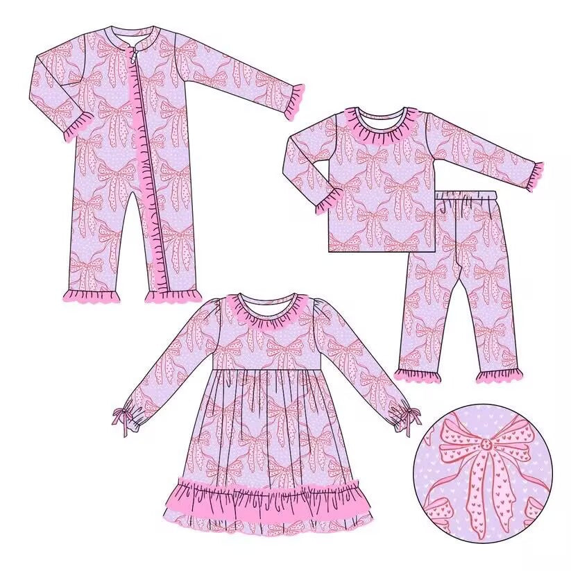 Custom moq 5 each style eta 6-7weeks baby girl clothes bow long sleeve pants sets and romper and dress -25.9.4