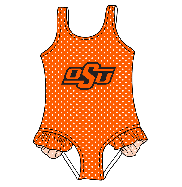 Custom moq 5 mix size milk silk summer teams Orange Baby Girl Sleeveless Polka Dot Lace Onesie Swimsuit Cute Summer Beachwear for Little Girls