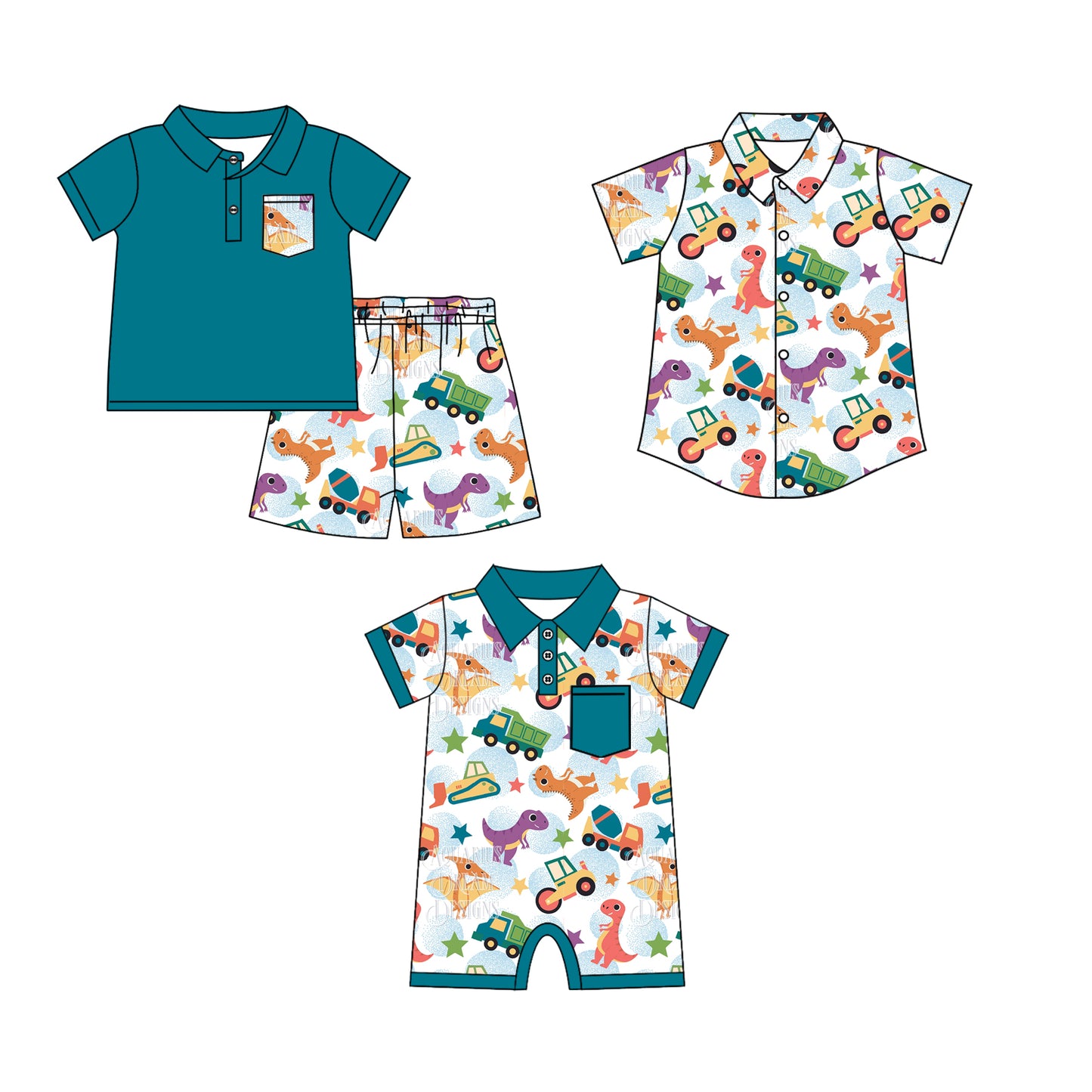 11.13 custom each style moq 5eta 4-6week Sibling Sister dinosaur baby girl short sleeve shorts sets and sets and boy romper and top match design