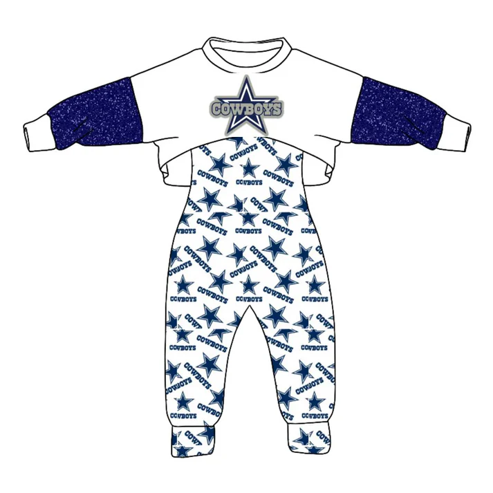 Deadline November 4 custom no moq eta 6-8weeks Blue five-pointed star letter long jumpsuit