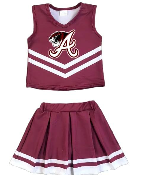 Custom moq 5 each style eta 6-7weeks baby girl clothes team brick red short sleeve skirt sets-25.8.15