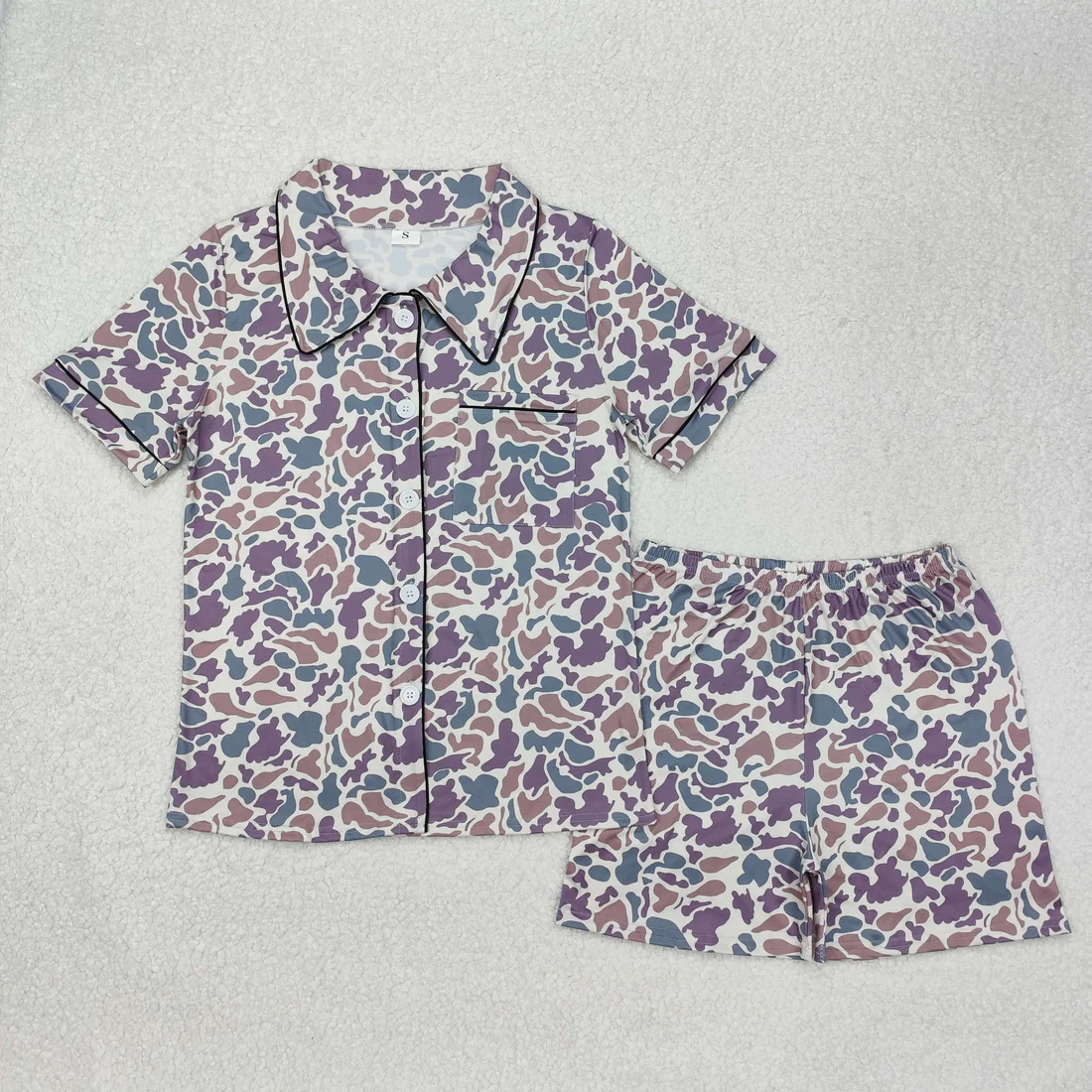 RTS NO MOQ Sibling Adult Girls Button Cardigan Short Sleeve Shorts Pajama Set: Leopard & Geometric Stripes