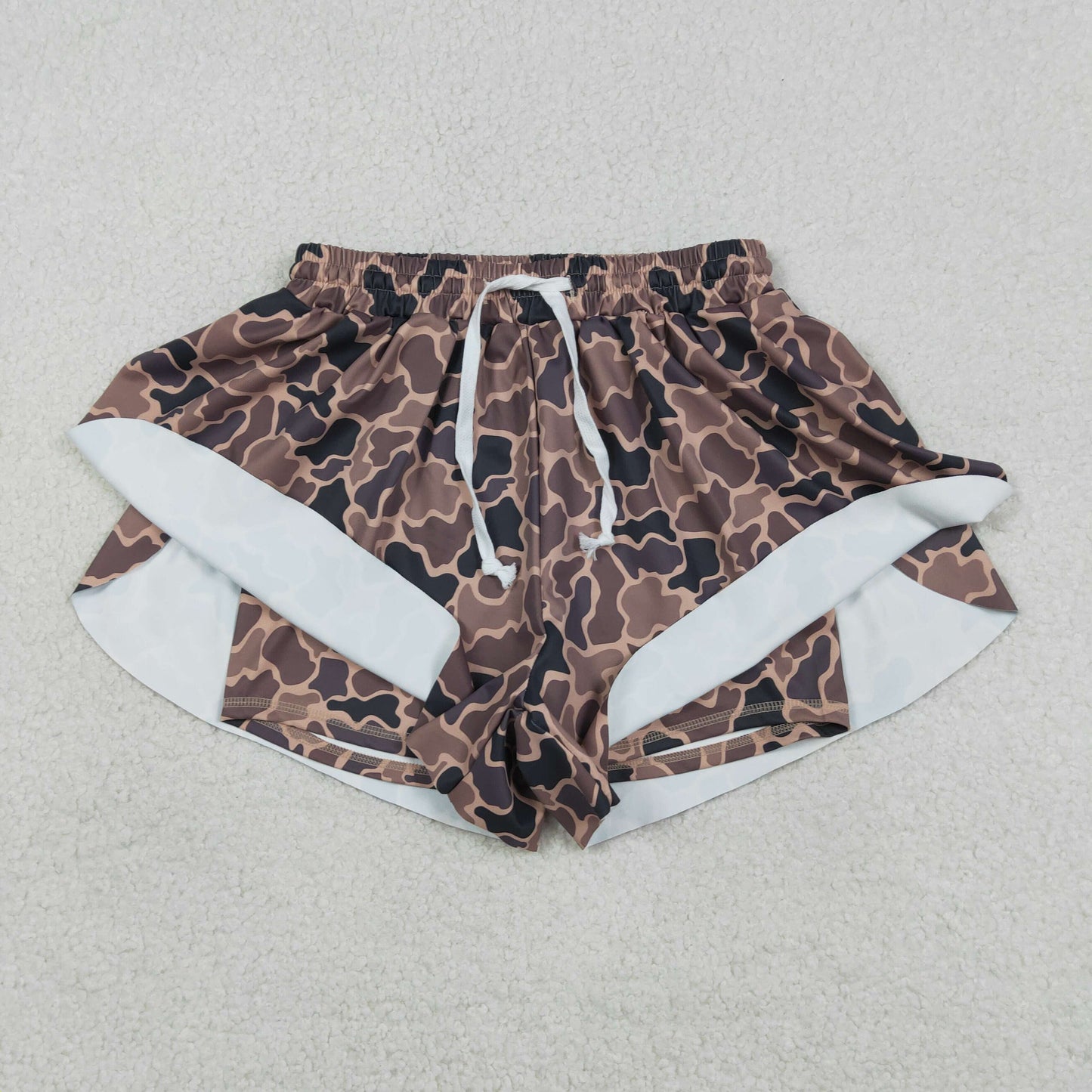 RTS NO MOQ(In Stock) SS0767 Adult Women's Brown Camouflage Yoga Shorts