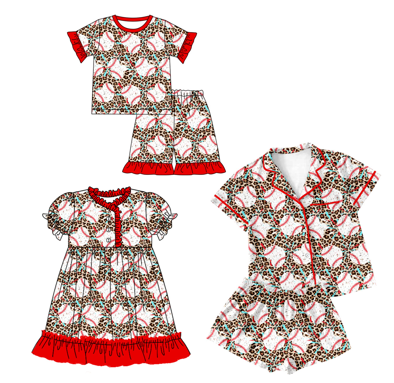 12.11 custom each style moq 5eta 4-6week Sibling Sister baseball baby girls short sleeve shorts sets and adult sets and dress match design