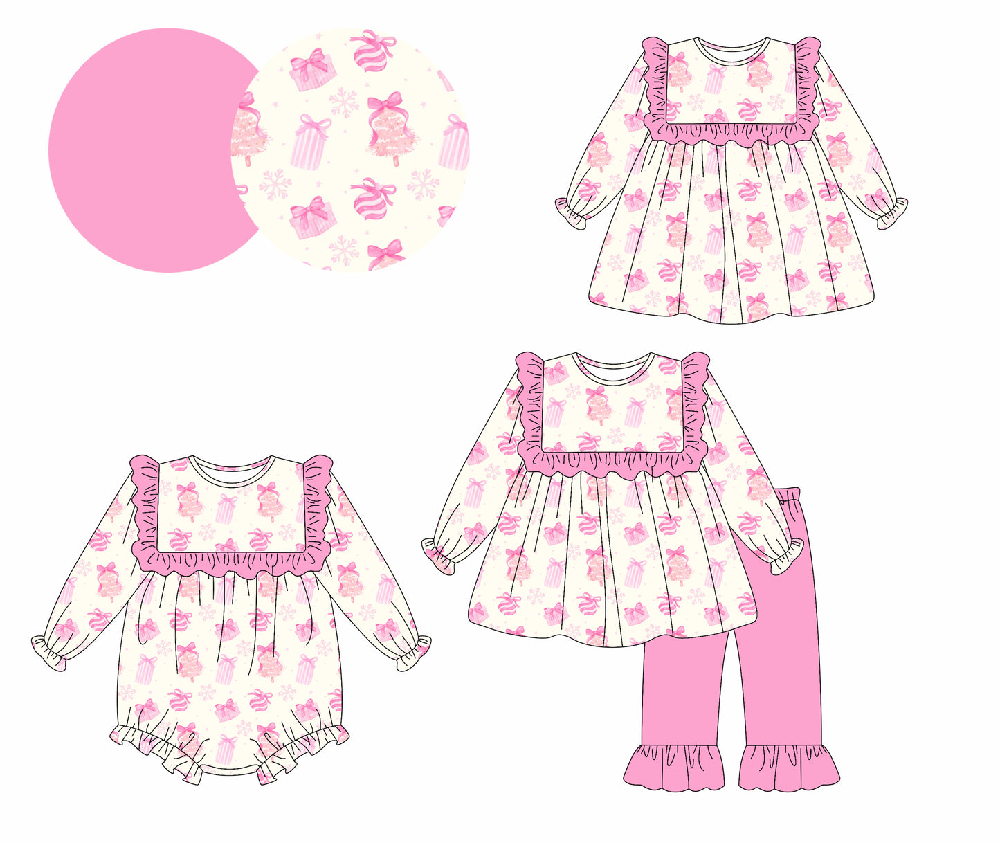 25.5.20 custom each style moq 5eta 4-6week Sibling Sisters Christmas gift bow baby girl long sleeve pants sets and dress and rompers match family design