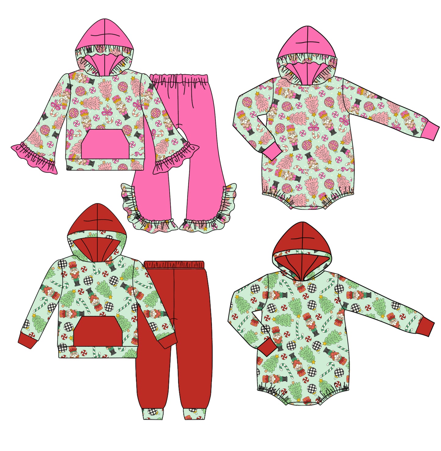 25.8.13 custom each style moq 5 eta 4-6week Sibling Sisters Christmas bow baby girl long sleeve pants sets 1 and sets 2 and romper 1 and romper 2 match family design