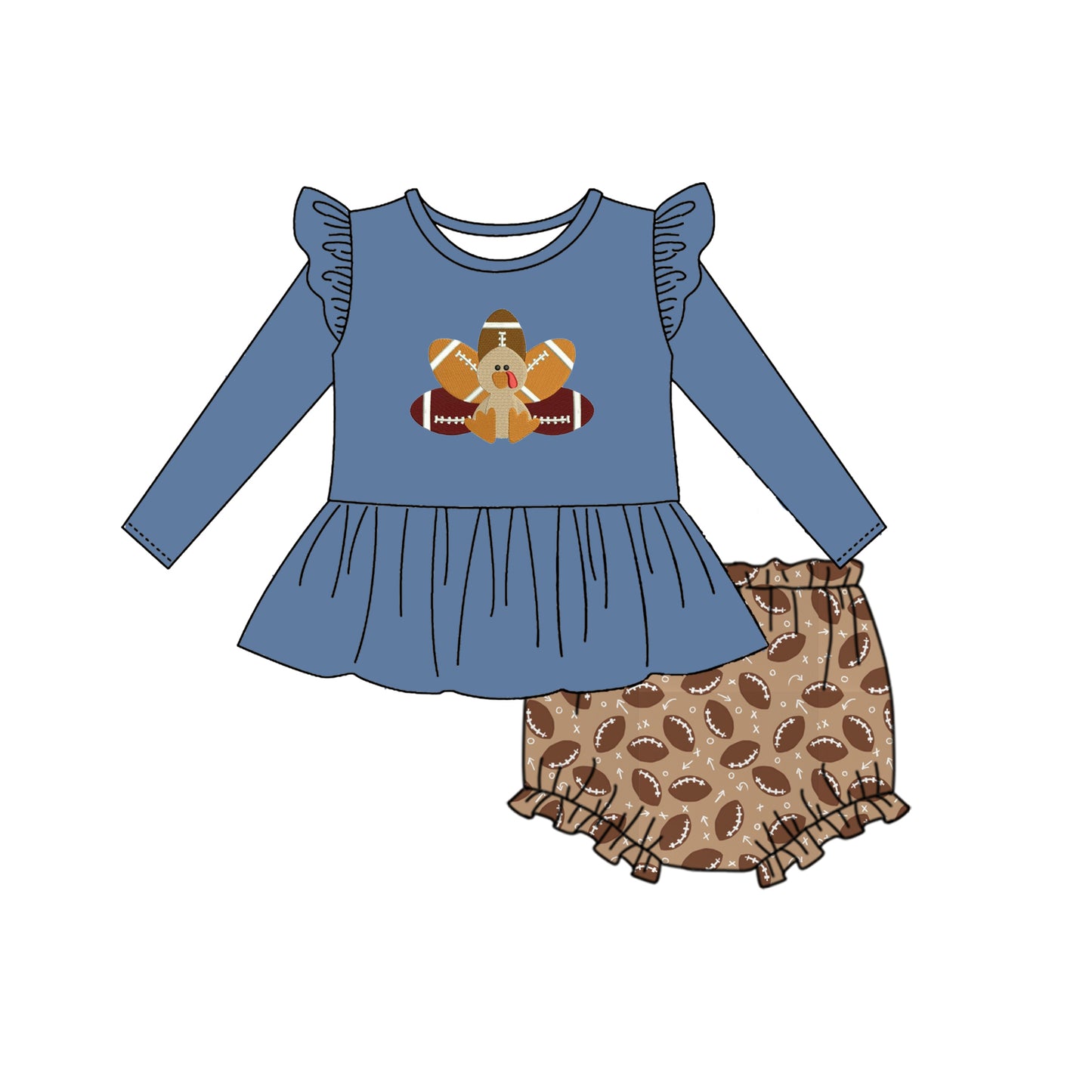 6.29 custom each style moq 5eta 4-6week Sibling Sister turkey navy blue baby girls sets and dress and briefs sets match family design
