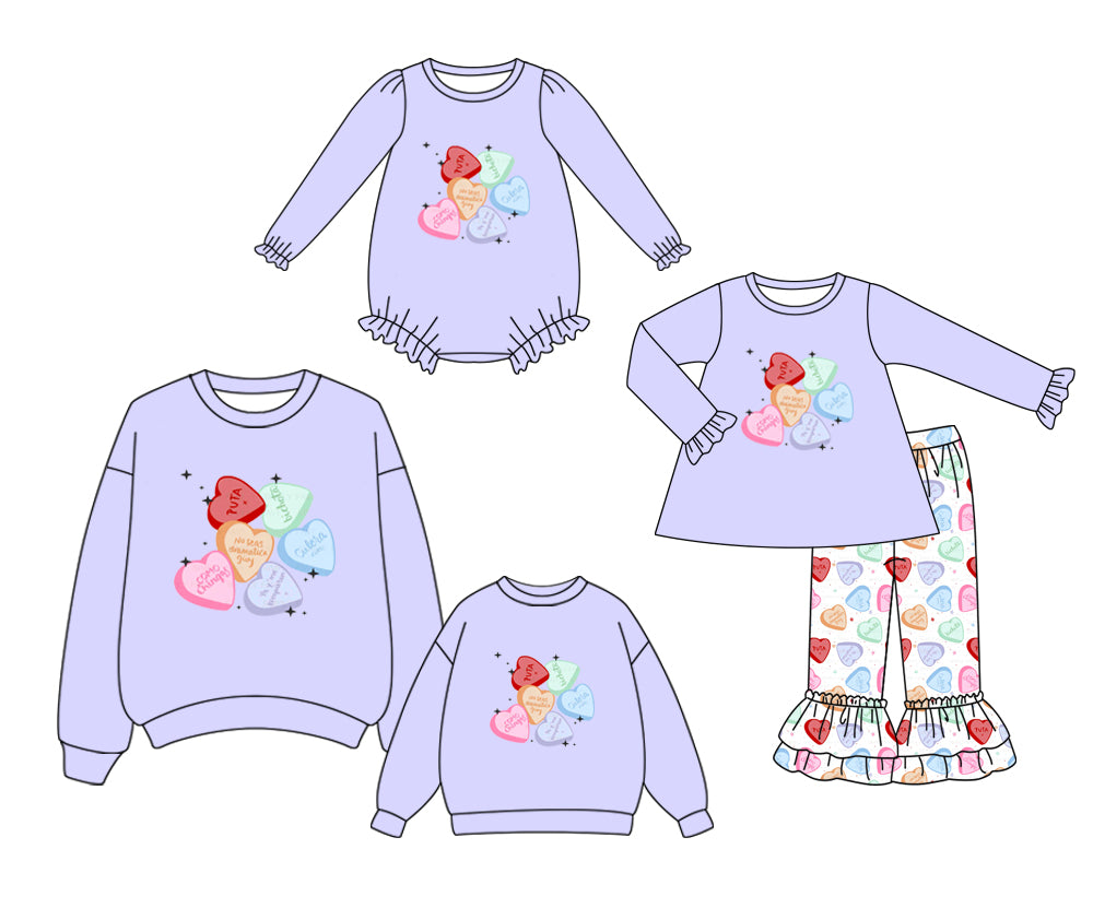 25.9.16 custom each style moq 5eta 4-8week Sibling Sister love baby long sleeve pants sets and romper and top and adult top match design