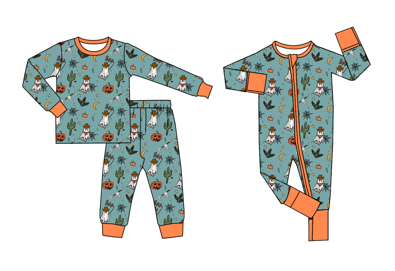 25.5.13 custom each style moq 5eta 4-6week Sibling Sisters ghost catcus pumpkin baby boy long sleeve pants sets and rompers match family design