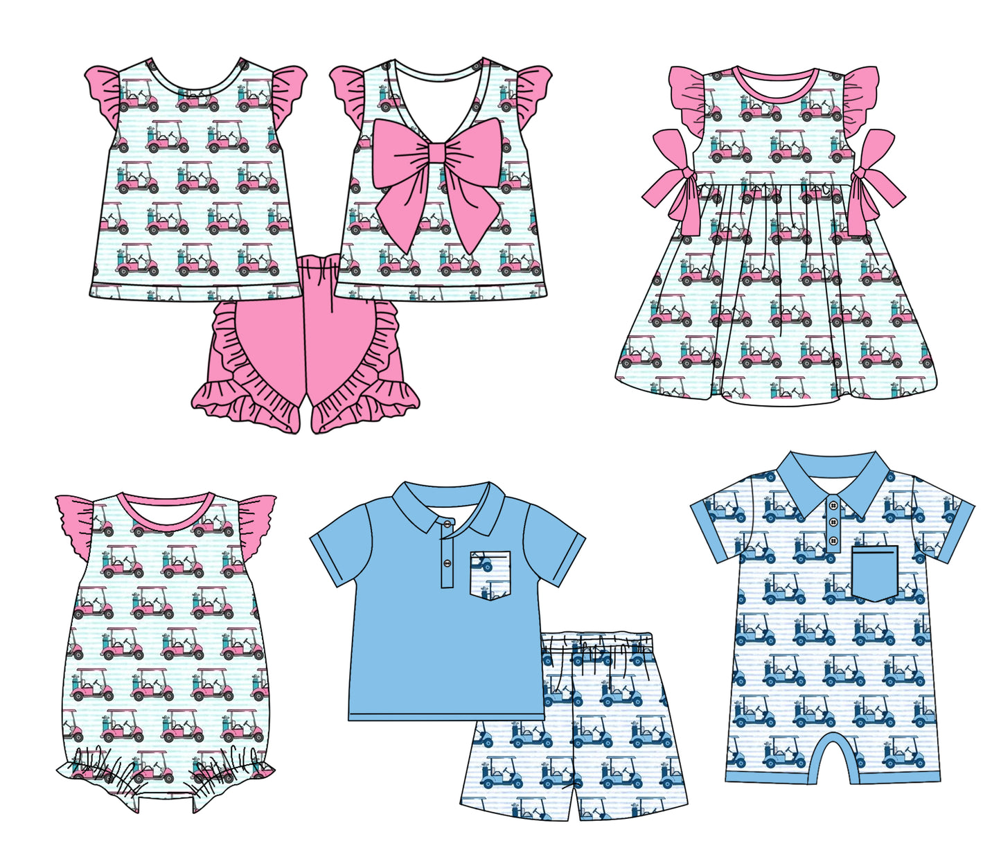 11.13 custom each style moq 5eta 4-6week Sibling Sister Sightseeing bus baby girl short sleeve shorts sets and sets 2 and girls romper and boy romper and dress match design