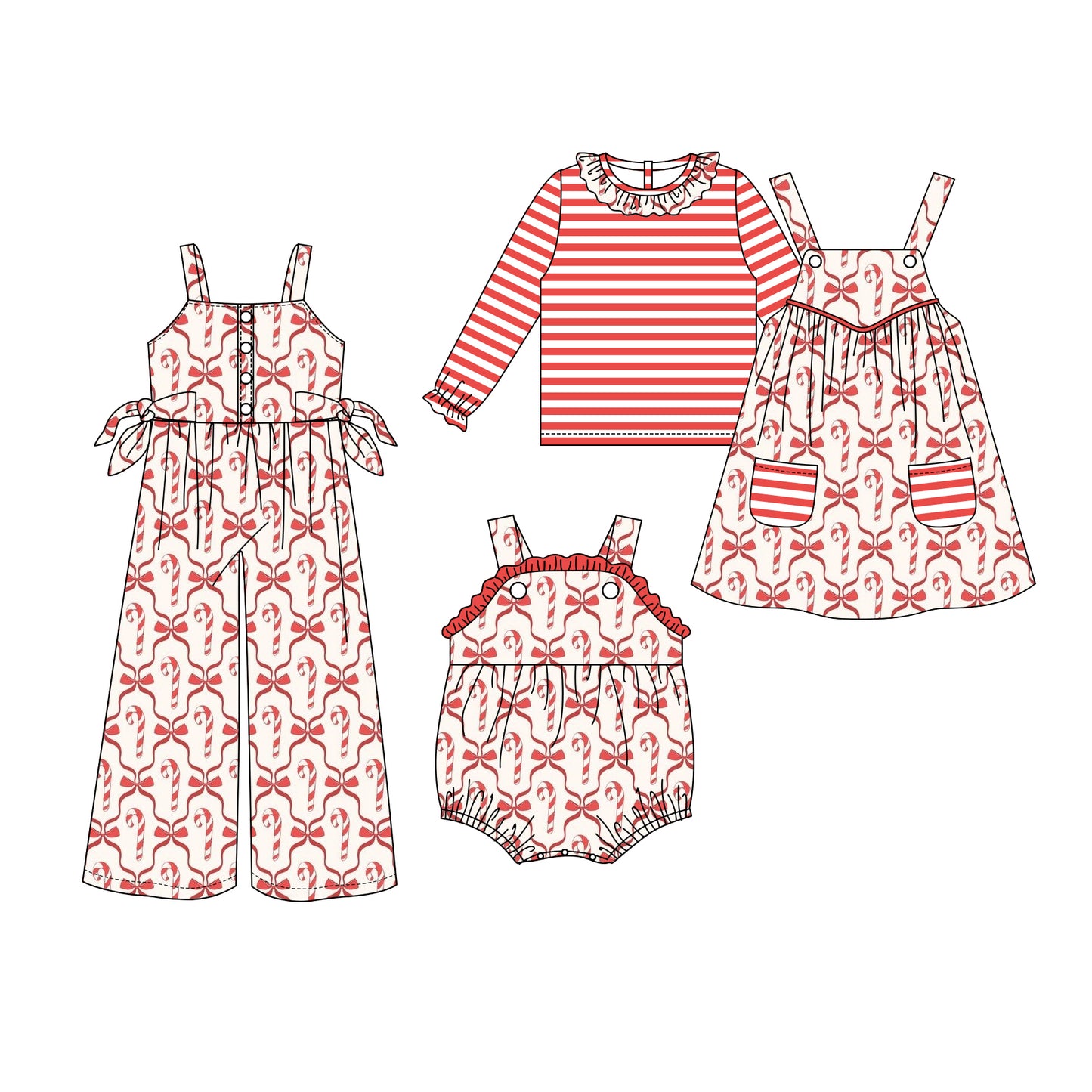 25.6.13 custom each style moq 5eta 4-6week Sibling Sisters Christmas bow baby girls short sleeve dress and short sleeve rompers and top and jumpsuit match family design