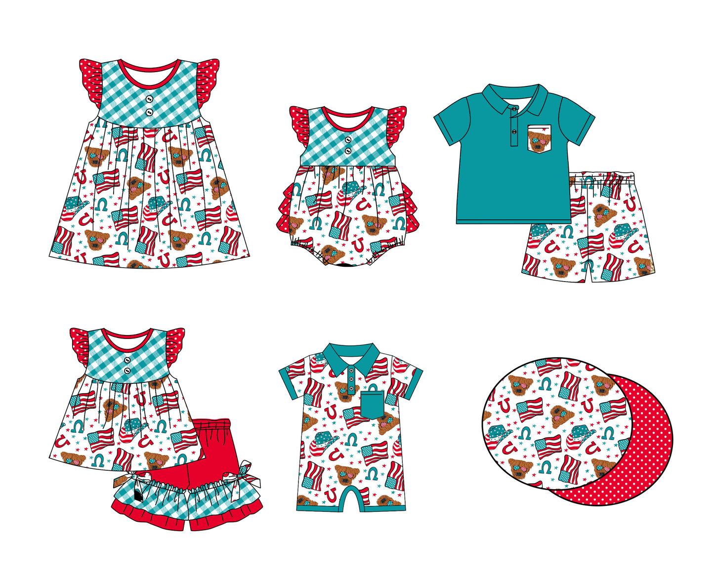 11.22 custom each style moq 5eta 4-6week Sibling Sister 4th of july baby girl short sleeve shorts sets and sets 2 and girls romper and boy romper and dress match design