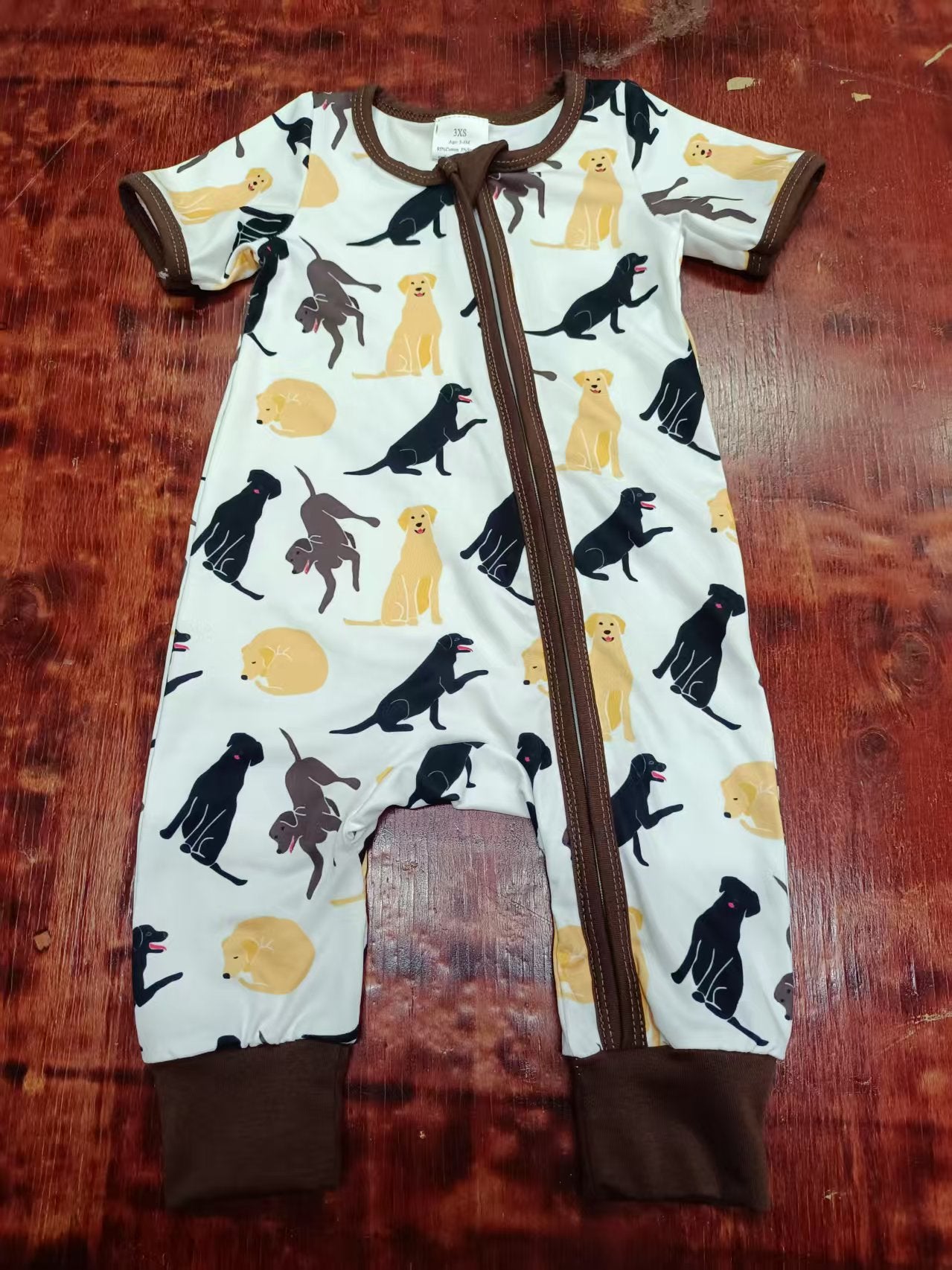 Custom moq 3 eta 6-7weeks baby boys clothes dog short sleeve romper-25.45.9