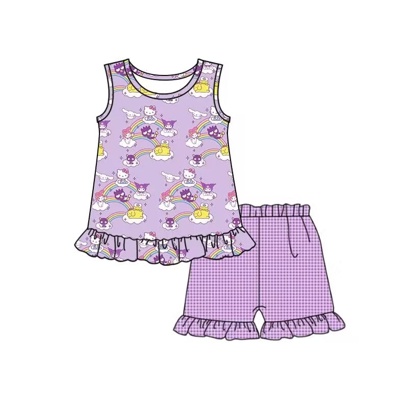 custom moq 5 eta 4-5 weeks baby girls clothes purple sleeveless girls red summer outfit