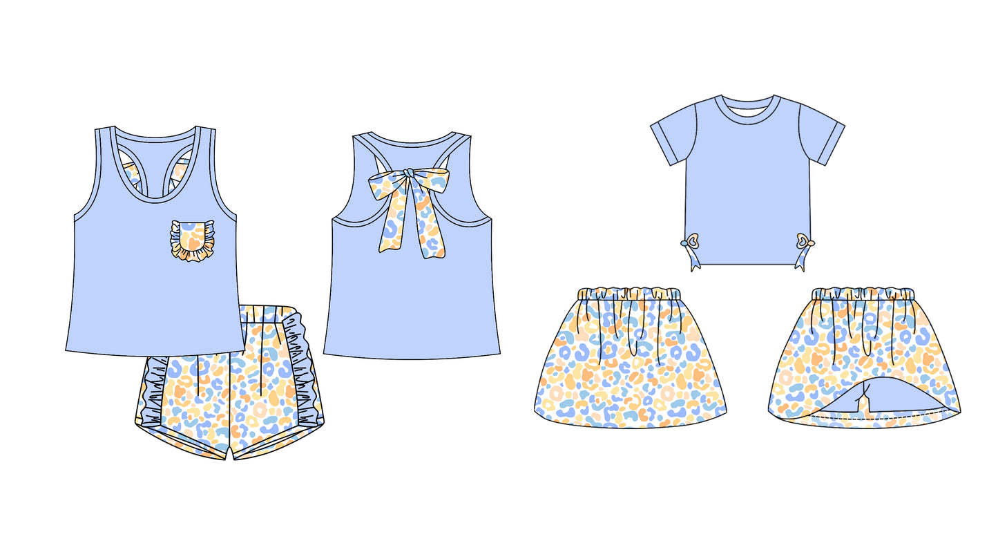 12.13 custom each style moq 5eta 4-6week Sibling Sister leopard baby girl short sleeve shorts sets and dresses match design