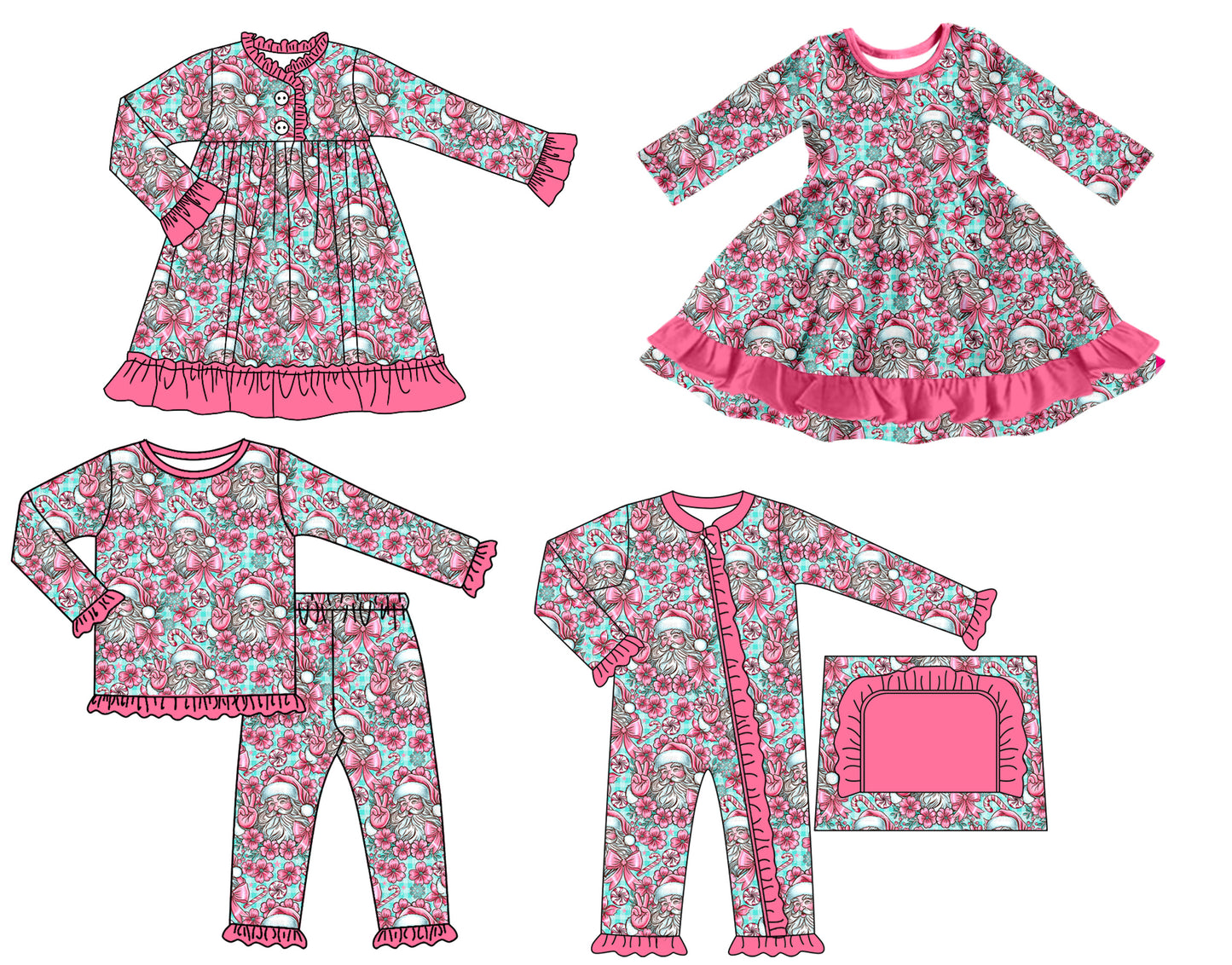 25.7.3 custom each style moq 5 eta 4-6week Sibling Sisters Christmas bow baby girl long sleeve pants sets and romper and dress 1 and dress 2 match family design