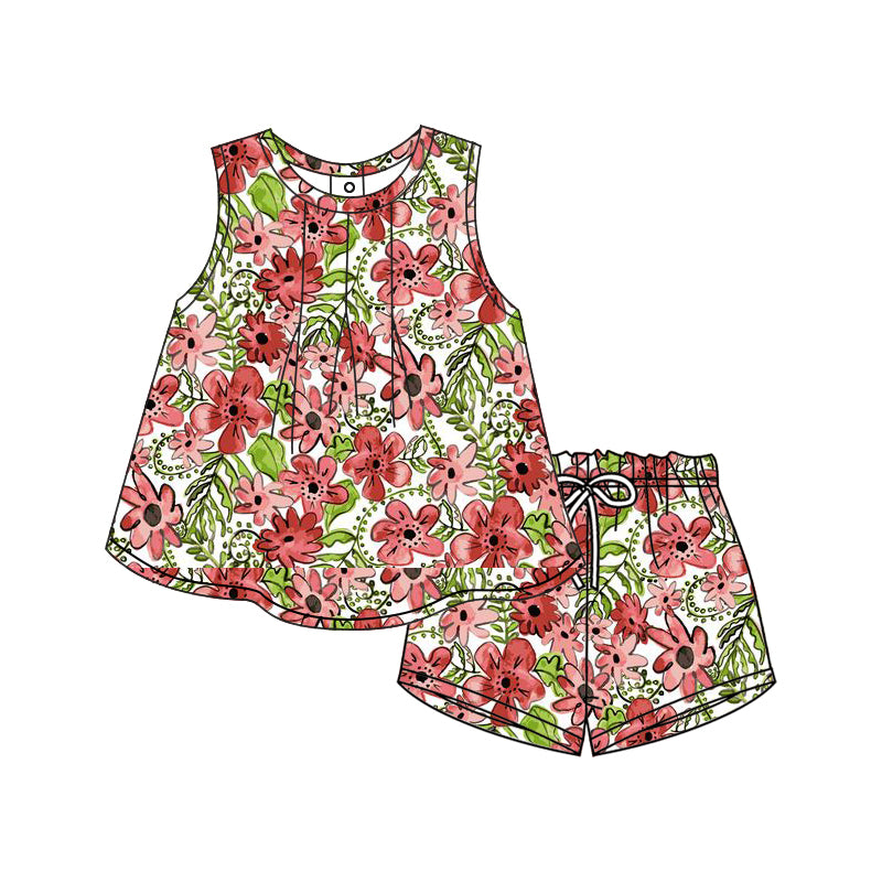 12.9 custom each style moq 5eta 4-6week Sibling Sister floral baby girl short sleeve shorts fish sets 1 and easter sets 2 match design