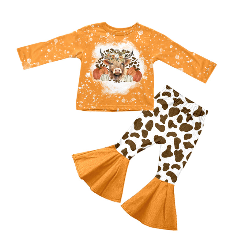 5.29 custom each style moq 5eta 4-5week deer baby girls clothes alpine orange long sleeve leopard pants outfits
